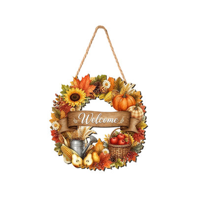 Autumn Harvest Hanging Ornament Fall Welcome Wooden SignHandcrafted Wood Door HangerFarmhouse Wall Hanging OrnamentVintage Front Door Porch Indoor Outdoor
