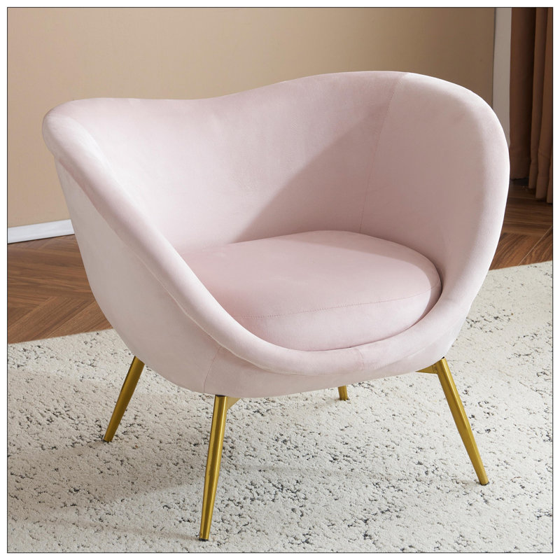 Chaise d'appoint rembourrée Manthey, Velours rose Evan