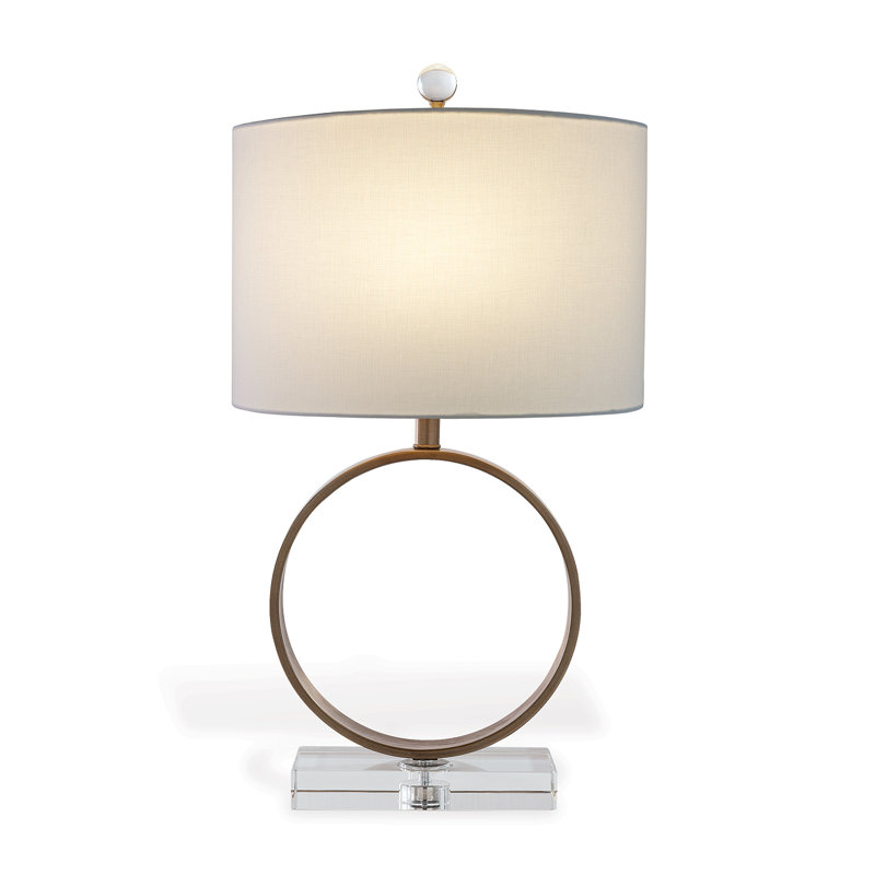 Megan Crystal Lamp, Light Beige, Clear/Brass