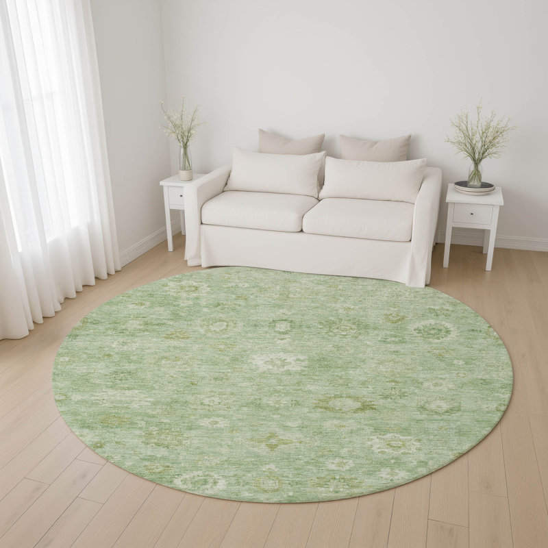 Premium Machine Washable Verlin AMF1770 Damask Rug, Round 8'