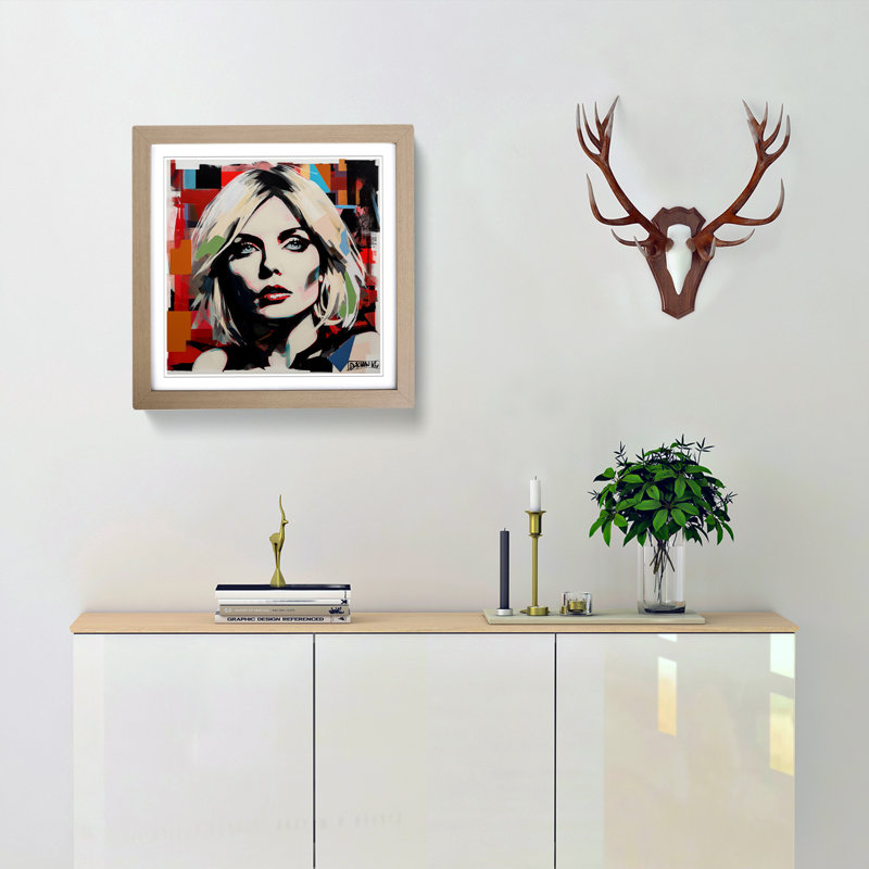 Debbie Harry Constructivism - Single Picture Frame Print on Wood, Oak