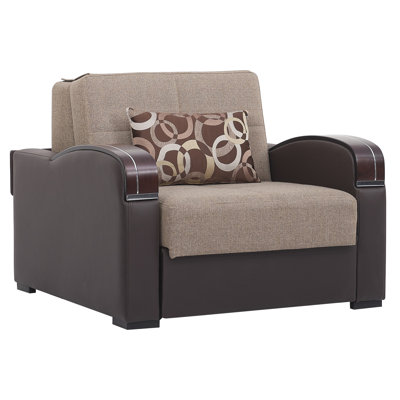  Annalesia Sleep Plus Fabric Upholstered Convertible 3-in-1 Sleeper Arm Chair With Storage, Firm Seat Cushion