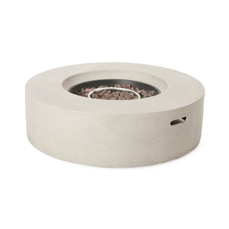 Foyer en béton gris 50 000 - Foyer rond sécuritaire, aspect minimaliste, H 11,46 po x l 40,07 po x P 39,06 po, Gris clair