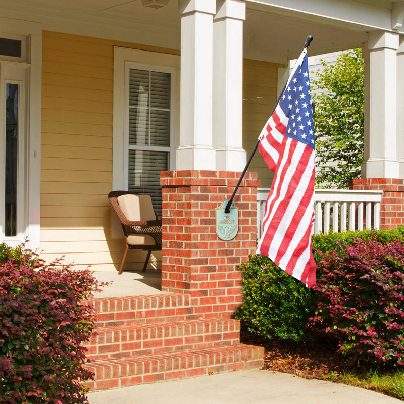 Eagle Flagpole Holder Plaque, Standard Wall 2-line