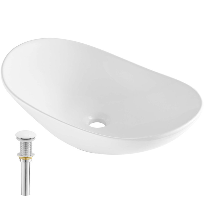 Évier vasque en céramique moderne avec protection anti-éclaboussures profonde