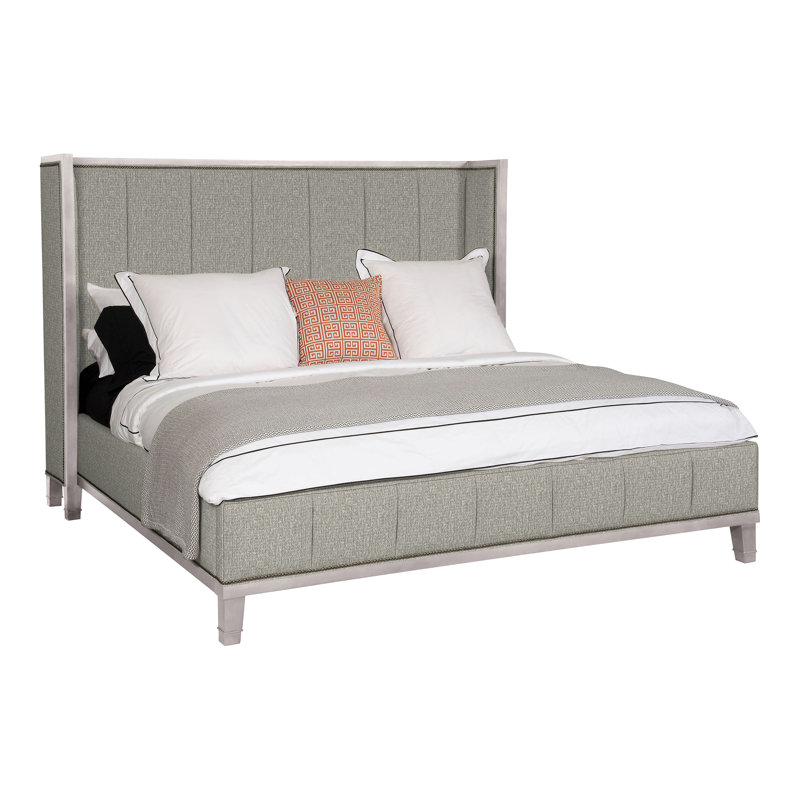 Mattingly Michael Weiss King Upholstered Panel Bed, Dove Gray, Tarbee Pebble, No