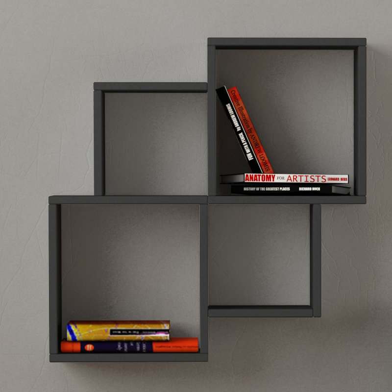 4 Piece Square Cube Shelf, Anthracite