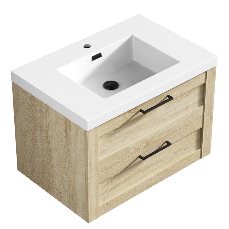Devillage 29.5'' Single Bathroom Vanity with Engineered Stone Top, Ace Oak