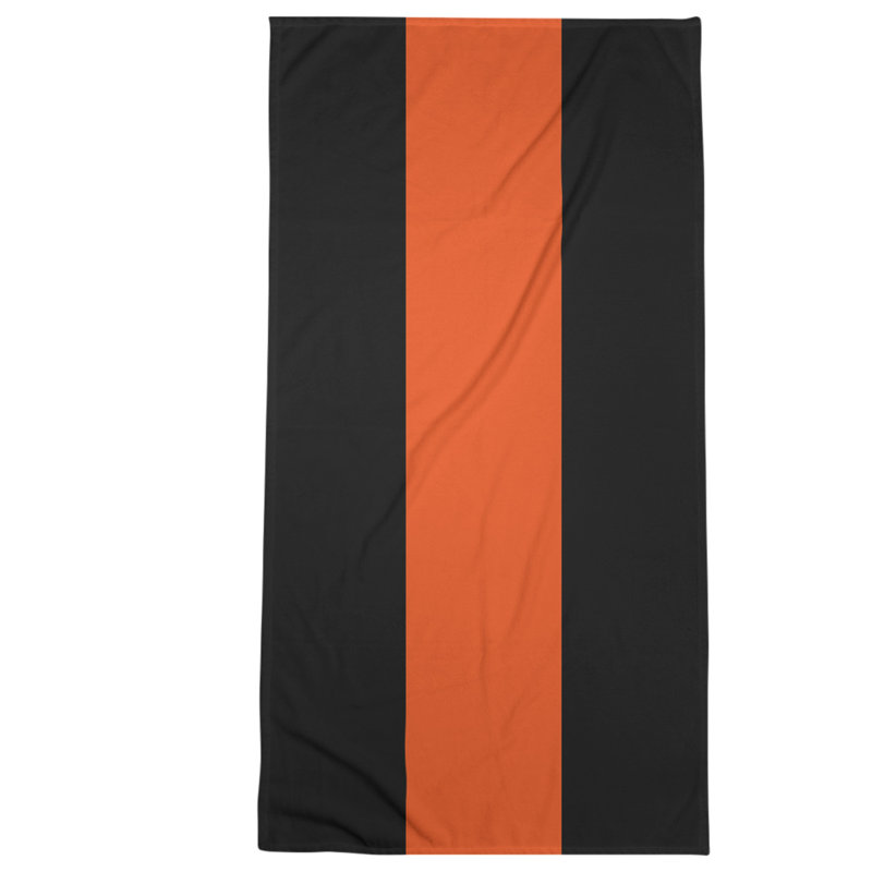 Cotton Blend Beach Towel, Black/Orange