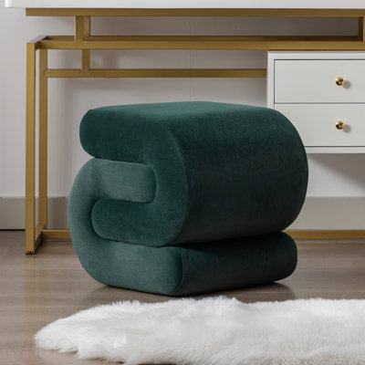 S-Shaped Velvet Ottoman/Stool - Orange