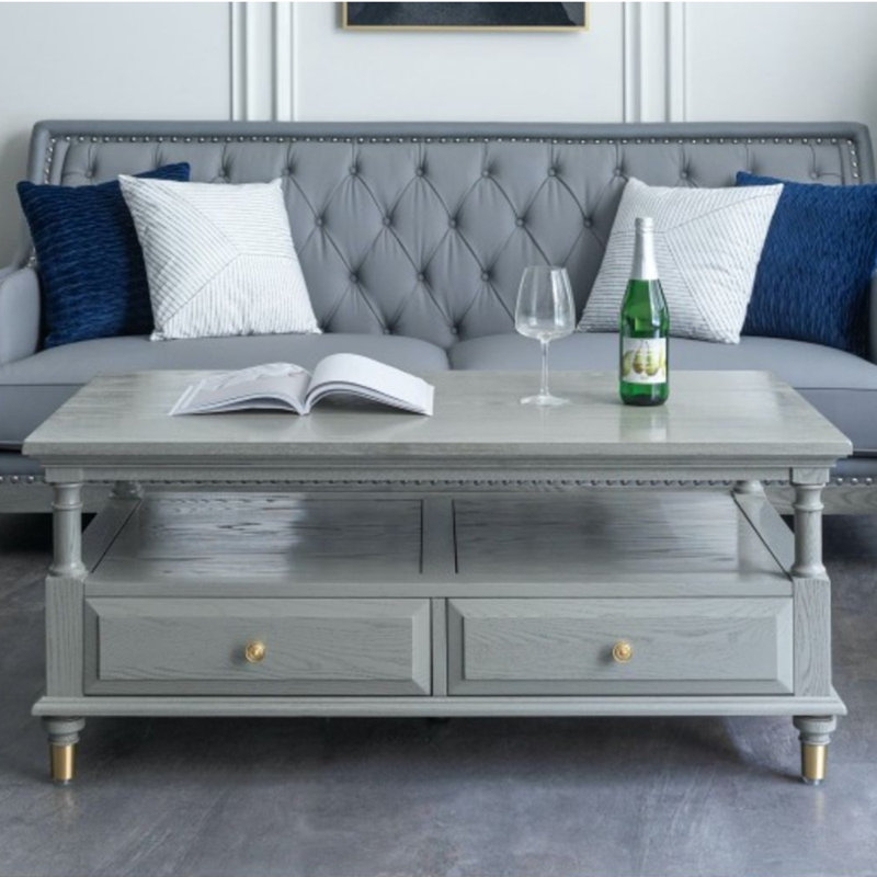 Secure rounded corner coffee table, 19.69" H x 47.24" L x 25.59" W
