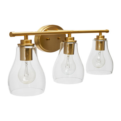 Éclairage pour salle de bain 3 lumières Dyvion en métal, or brossé