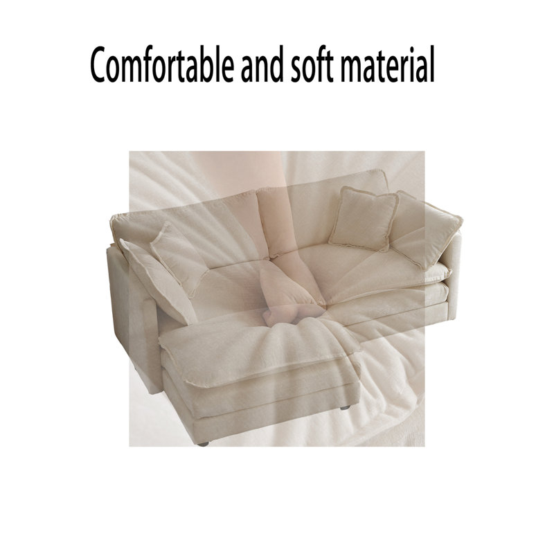 Hayk Upholstered 70'' Sofa, Beige Chenille