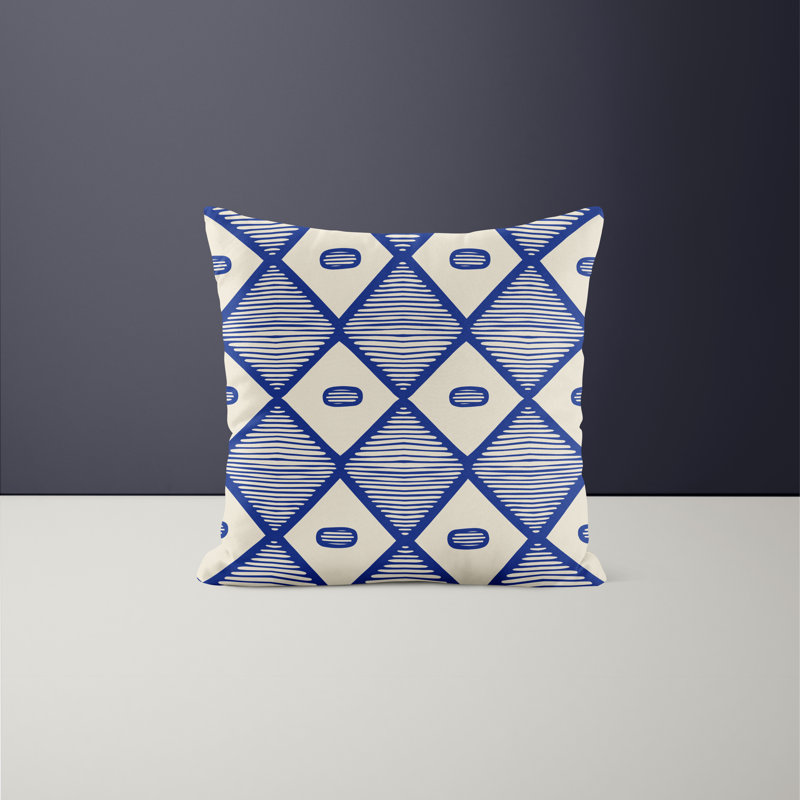 Jeté carré en polyester intérieur / extérieur, L 15 po x H 15 po, Bleu marine