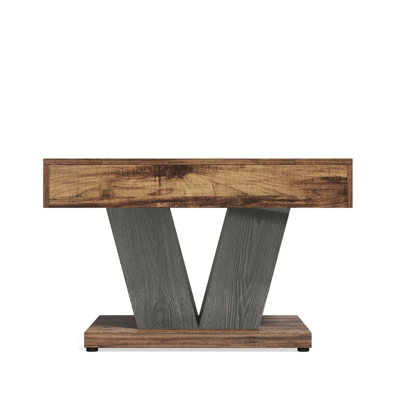 31.5” Square Coffee Table – Modern Rustic Wood Center Table for Living Room with Crisscross Base, Industrial Cocktail Accent Table, Rustic Brown & Black