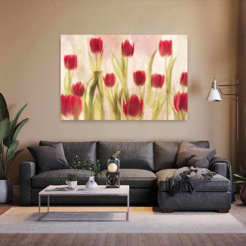 Joyeuses tulipes, tulipe délicate et élégante, H 60 po x l 40 po