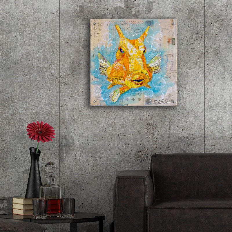Highland Dunes «Cow Fish» par St. Hilaire Elizabeth, art mural en verre acrylique, 36 po x 36 po