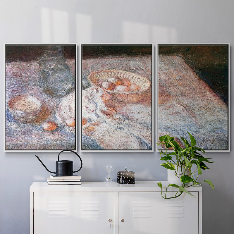 Nature morte aux œufs en rose, 1907, reproduction sur toile 3 pièces, Blanc, H 36 po x l 75 po x P 2 po