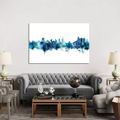 Boulder Colourado Skyline Blue Teal by Michael Tompsett - Wrapped Canvas Gallery-Wrapped Canvas Giclée