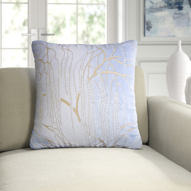 Willow Metallic Square Velvet Pillow Cover & Insert, 20" x 20", Thistle