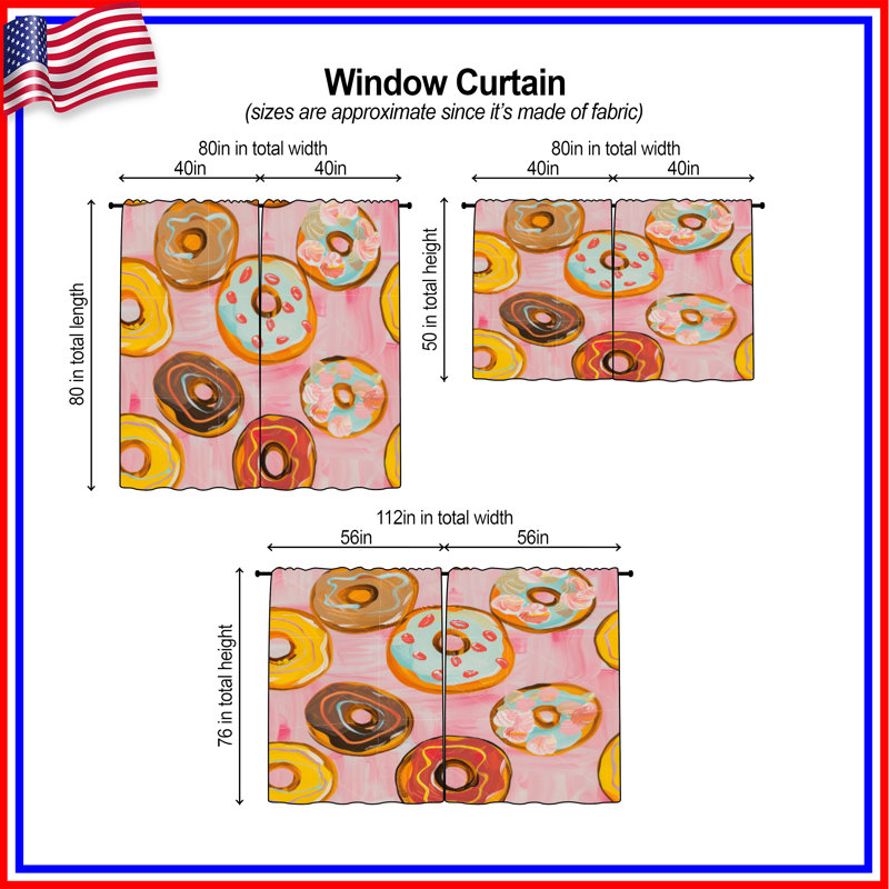 Rideaux de fenêtre Donuts transparent et obscurcissant - 2 panneaux, 56 po x 76 po - 2 panneaux, Obscurcissement de chambre