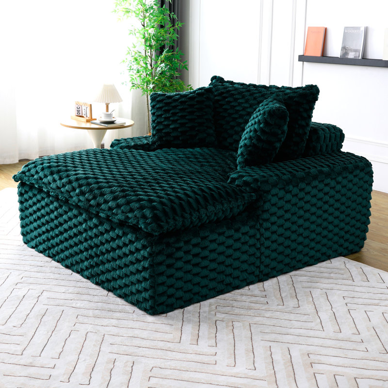 Confort - 51 pouces avec structure de siège en éponge, convient au coin de lecture de la baie vitrée de la chambre à coucher, conception de ligne minimaliste à utilisation flexible, tissu molletonné de tortue, rembourrage, support de grande capacité