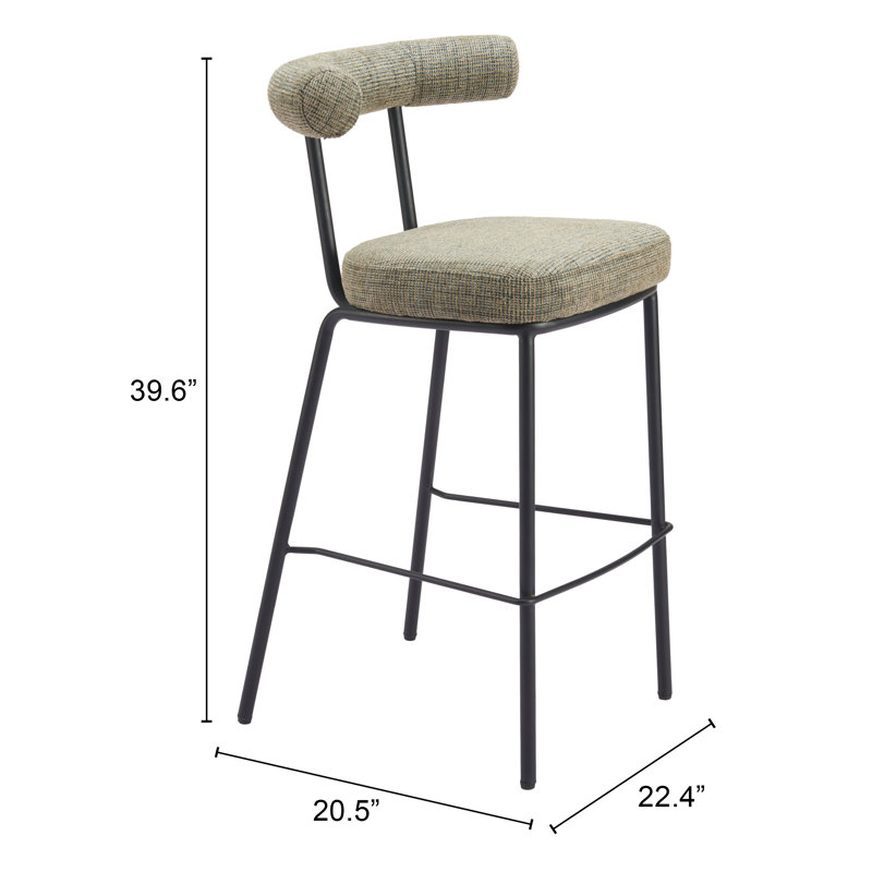 Tabouret de bar Kede en tweed vert, Tabouret de bar (siège d'une hauteur de 29,5 po)