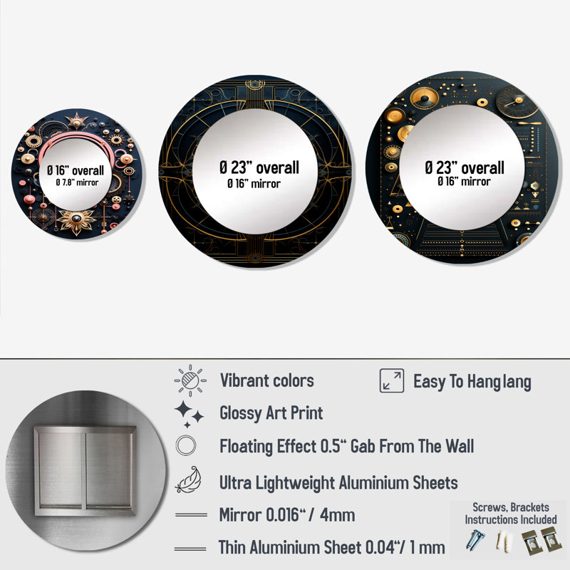 Loriano Metal Round Mirror