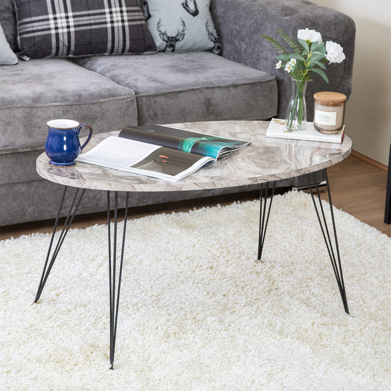 Aubina Four Leg Coffee Table, 42" H x 90" W x 90" D, Grey/Black