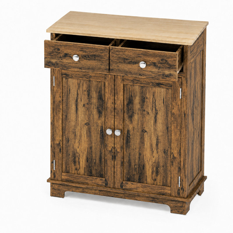 Style campagnard moderne avec comptoir en bois massif à deux tiroirs et armoire à tablette réglable pour la salle à manger et le café