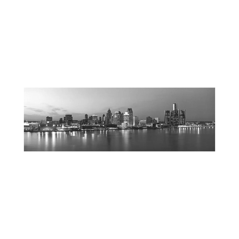 Detroit Skyline Cityscape by Unknown Artist - Wrapped Canvas Panoramic Print, 30.48 cm H x 91.44 cm W x 3.175 cm D