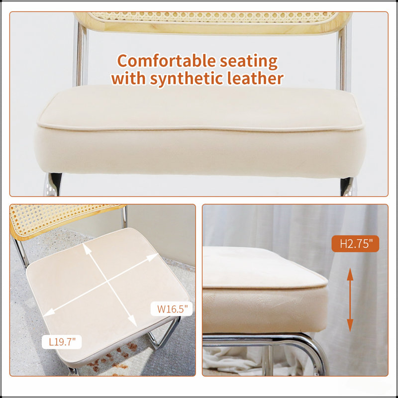 Ensemble de chaises de salle à manger rembourrées Modern, Beige, Beige, Argent