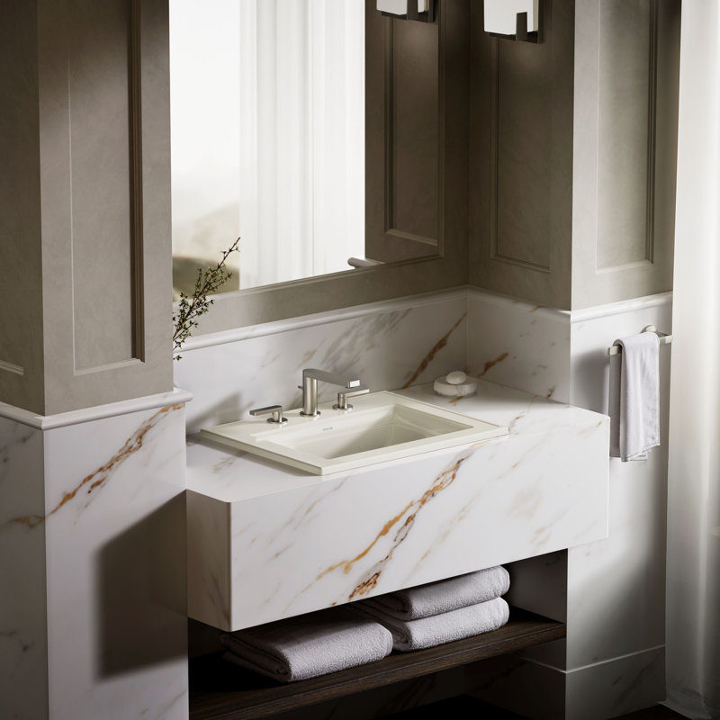 Memoirs® Stately Drop-in Bathroom Sink, Biscuit, 8" Centers