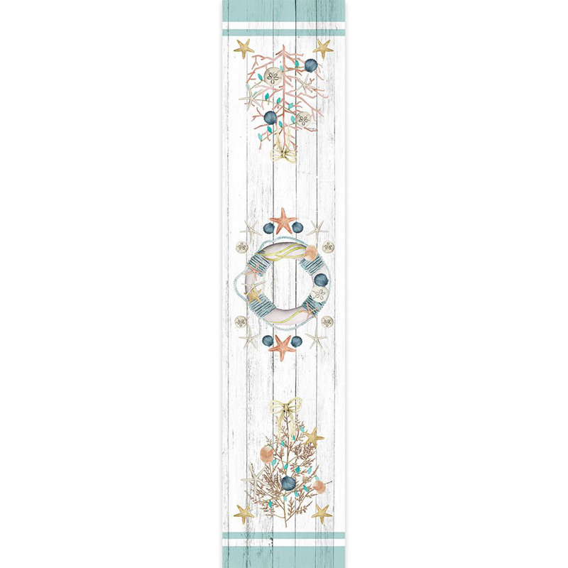 Coastal Christmas Geometric Table Runner, 72" L  x 13" W
