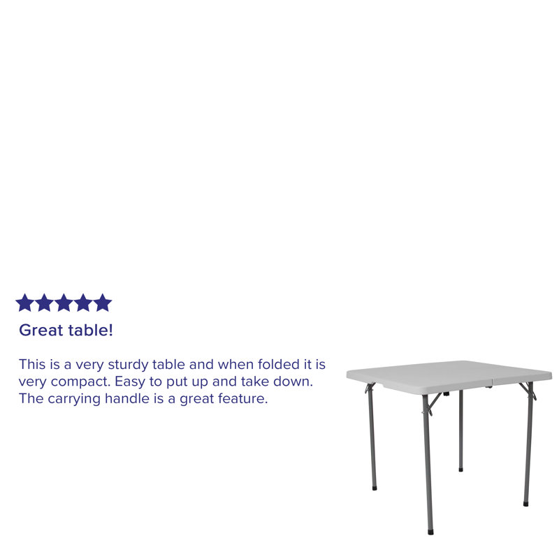 Granite White and Gray Square Portable Folding Table with Handle