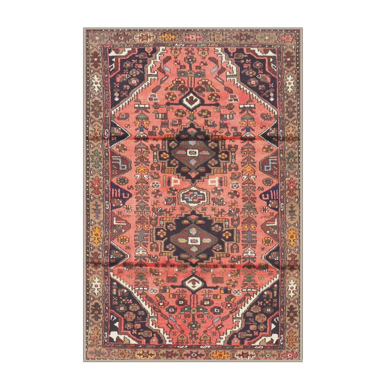 Tapis à motif oriental rouge / brun, Rectangle 5 pi x 7 pi