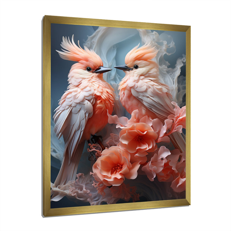 Reproduction d'art mural oiseau, Encadrement doré, H 32 po x l 16 po x P 1 po