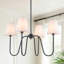 Lustre 4 lumières à abat-jour transitionnel en tissu avec abat-jour blanc-272257913