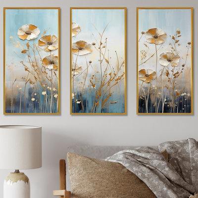 Beige Wildflowers Breeze III - ensemble d'art sur toile Wildflowers