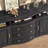 Sideboard Buffet Cabinet, Farmhouse Curved Storage Cabinet With 2 Doors And 3 Drawers, Dark Gray