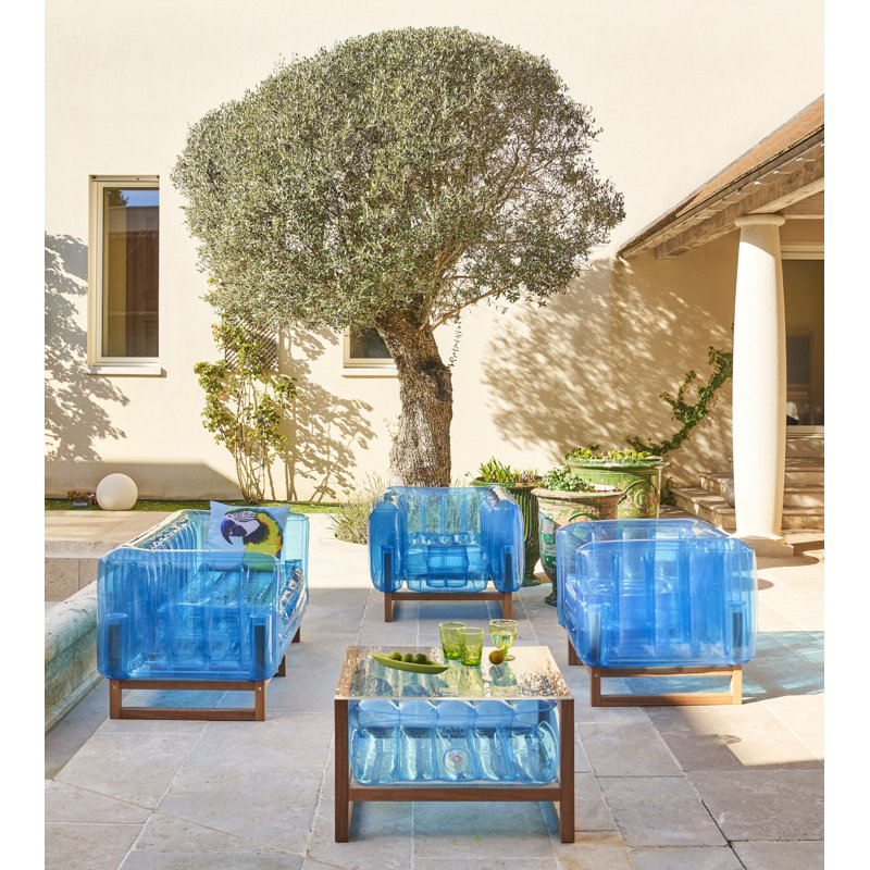 Yoko Rectangular Outdoor Coffee Table , 70cm cm W 62cm cm D, Blue