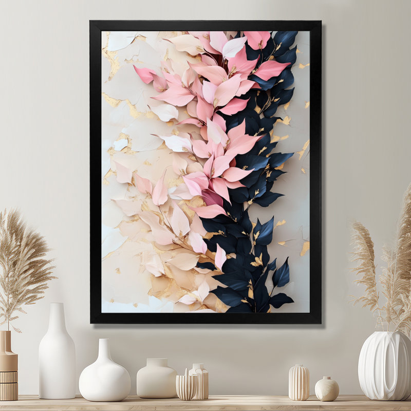 Ivy in Quiet Descent III - Tableau botanique rose neutre encadré, H 20 po x l 12 po, Black Picture Framed