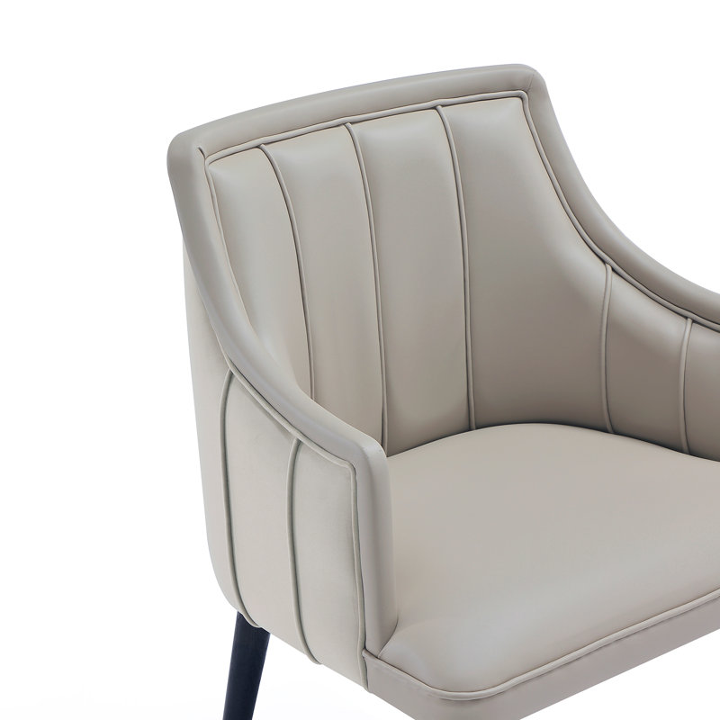 Fauteuil de salle à manger rembourré Eda, Gris clair