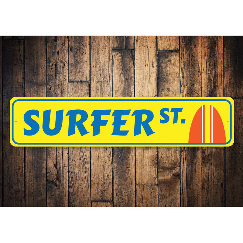 Plaque en aluminium Surfer Street, H 4 po x l 18 po x P 0,04 po