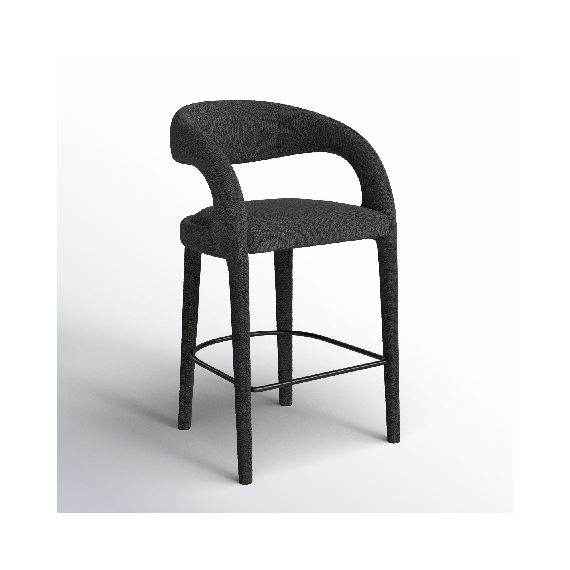 Geoffrey Counter & Bar Stool, Fiqa Charcoal Boucle/Polyester, Bar Stool (30.51" Seat Height)