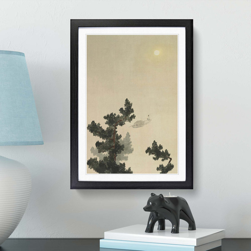 Autumn Moon Over Lake Dongting by Yokoyama Taikan - Single Picture Frame Painting, 33cm H x 24cm W x 2cm D, Black Framed
