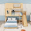 Lit superposé simple au-dessus d'une chambre double avec glissoire, échelle, garde-robe et tablettes de rangement Enchanted-129445254
