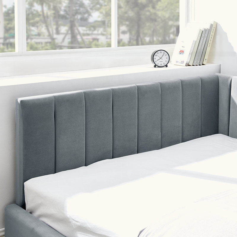 Sofa Bed Frame with Comfortable Backrest and Armrests, Grey