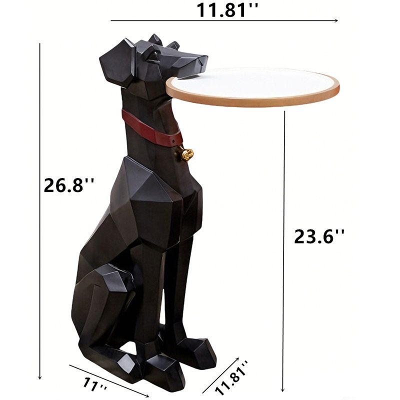 Figurine moderne en résine pour table d'appoint avec plateau doré
