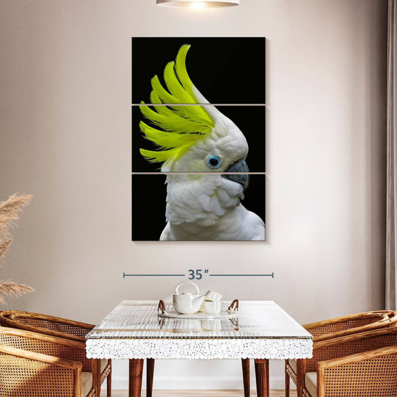 Brampt Yellow Crested Cockatoo, 50" H x 32" W